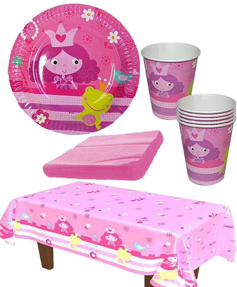 Karneval-Klamotten Einweggeschirr-Set Set Kindergeburtstag Fee Prinzessin 33 Teile rosa, Partygeschirr Pappteller Pappbecher Servietten von Karneval-Klamotten