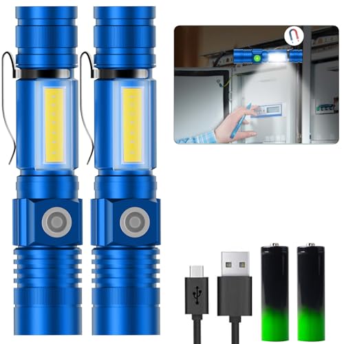 Karrong Taschenlampe LED Aufladbar mit Magnet COB Seitenlicht Zoombar, Extrem Hell 3000 Lumen USB Taschenlampen Batteriebetrieben Wasserdicht, 4 Modi für Outdoor Wandern Camping Notfall, Blau Karrong Taschenlampe LED Aufladbar mit Magnet COB Seitenlicht Zoombar, Extrem Hell 3000 Lumen USB Taschenlampen Batteriebetrieben Wasserdicht, 4 Modi für Outdoor Wandern Camping Notfall, Blau von Karrong