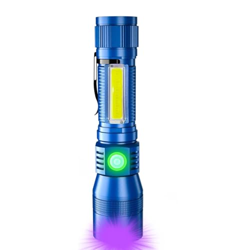 Karrong UV Taschenlampe LED 395nm Magnet USB Aufladbar, COB Seitenlicht Rotlicht, Wasserdicht Ultraviolette Lampe Schwarzlicht für Outdoor Camping Wandern Notfall Haustiere Urin Detektor, 1 Stück Blau Karrong UV Taschenlampe LED 395nm Magnet USB Aufladbar, COB Seitenlicht Rotlicht, Wasserdicht Ultraviolette Lampe Schwarzlicht für Outdoor Camping Wandern Notfall Haustiere Urin Detektor, 1 Stück Blau von Karrong