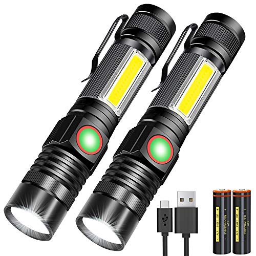 Karrong Taschenlampe LED Magnet USB Aufladbar Zoombar, Extrem Hell 3000 Lumen Taschenlampen Batteriebetrieben Wasserdicht COB Seitenlicht, 4 Modi für Outdoor Wandern Camping Notfall von Karrong