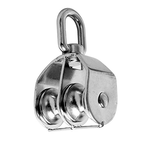 2 Stück Doppel Rolle Seilrolle Umlenkrolle Drehring Rad Edelstahl Typ 304 M15 von Karry