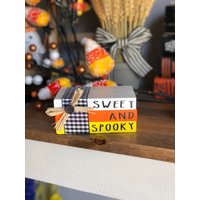 Candy Corn-Orange-Gelb-Stapel-Mini-Buch-Set 3 Holzbücher-Herbst-Tier-Tablett-Stufen-Tablett-Rae Dunn Inspiriert-Buch Stempel-Kunstbuch von KartKreations6