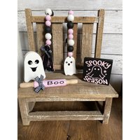 Pink Ghost Decor Bundle, Halloween, 3Er Set, Tiered Tray, Girlande, Rolling Pin, Holzanhänger, Minischild von KartKreations6