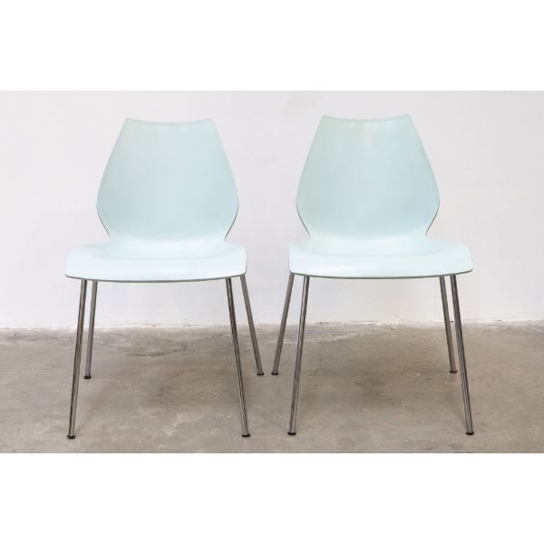 2er-Set Maui Stühle blau von Vico Magistretti, Kartell von Kartell