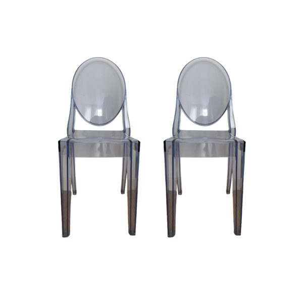 2er Set Victoria Ghost Stühle Blau von Philippe Starck, Kartell von Kartell