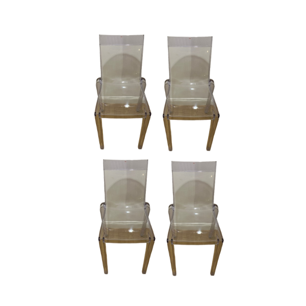 4er-Set Transparente Stühle mit hoher Rückenlehne von Philippe Starck, Kartell von Kartell