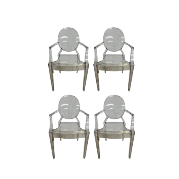 4er Set transparente Louis Ghost Stühle von Philippe Starck, Kartell von Kartell