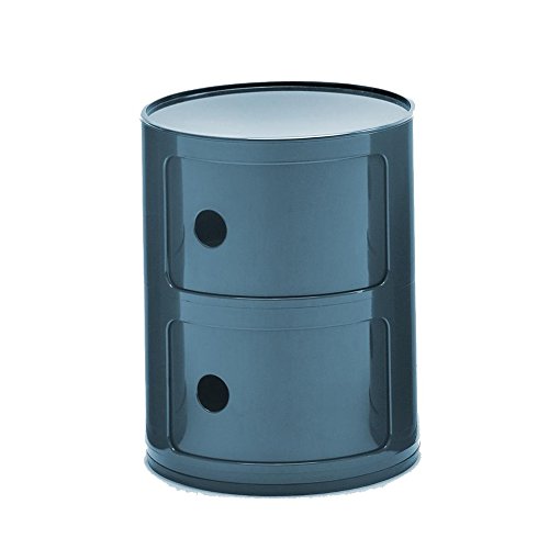 Componibili 2 Container, blau glänzend H 40cm Ø 32cm von Kartell