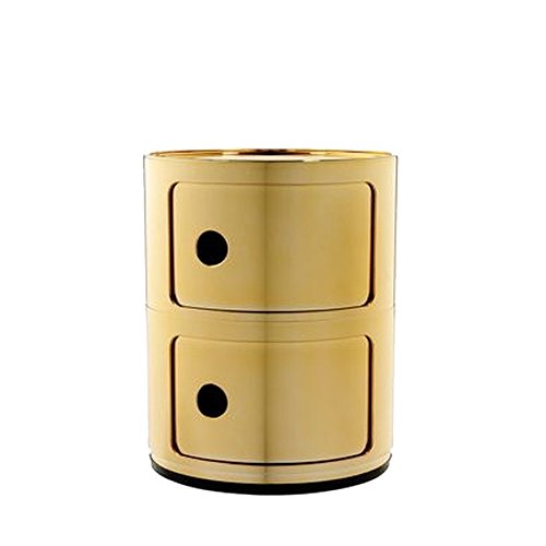 Componibili 2 Container, gold glänzend H 40cm Ø 32cm von Kartell