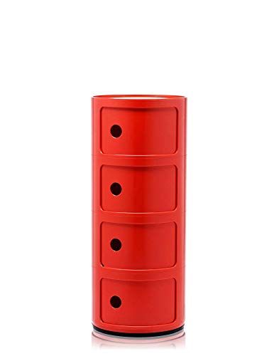 Kartell Componibili, 4 Elements, Rot, Runde Basis von Kartell