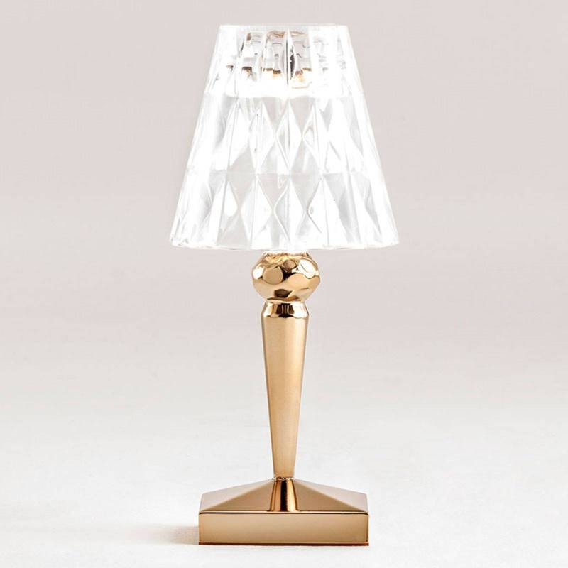 Kartell LED-Akku-Tischlampe Battery, 26 cm, gold, IP54 von Kartell