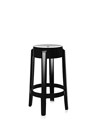 Kartell Charles Ghost, Hocker Medium, H. 65 cm, Schwarz, 2er-Satz von Kartell