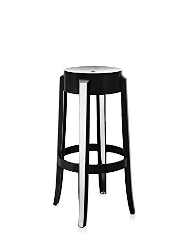 Kartell Charles Ghost, Hocker Large, H. 75 cm, Schwarz, 2er-Satz von Kartell