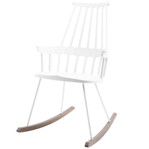 Kartell 595603 Comback Schaukelstuhl 58 x 100 x 58 cm Sitzhöhe 44 cm Sitzflächenfarbe Schaukelteil Eiche, weiß von Kartell