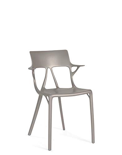 Kartell A.I. Stuhl, Polypropylen, Metallic Grey, 55 x 59 x 94 cm, 2 Stück von Kartell