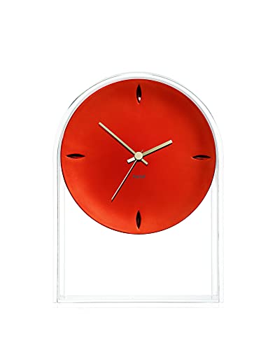 Kartell Air du Temps Tischuhr, Plastik, Kristallklar/rot, 21.5 x 8 x 30 cm von Kartell