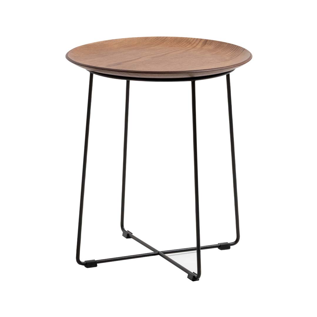 Kartell - Al Wood Beistelltisch Buche - buche dunkel/H x Ø: 45.5x40cm/Gestell Stahl schwarz lackiert von Kartell