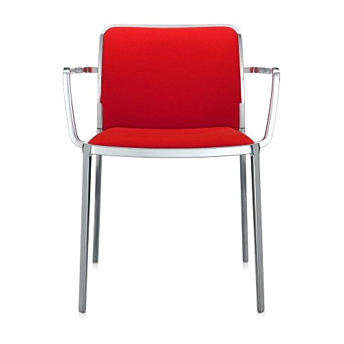 Kartell Audrey Soft Sessel, Plastik, aluminium glossy/rot, 51 x 80 x 60 cm von Kartell