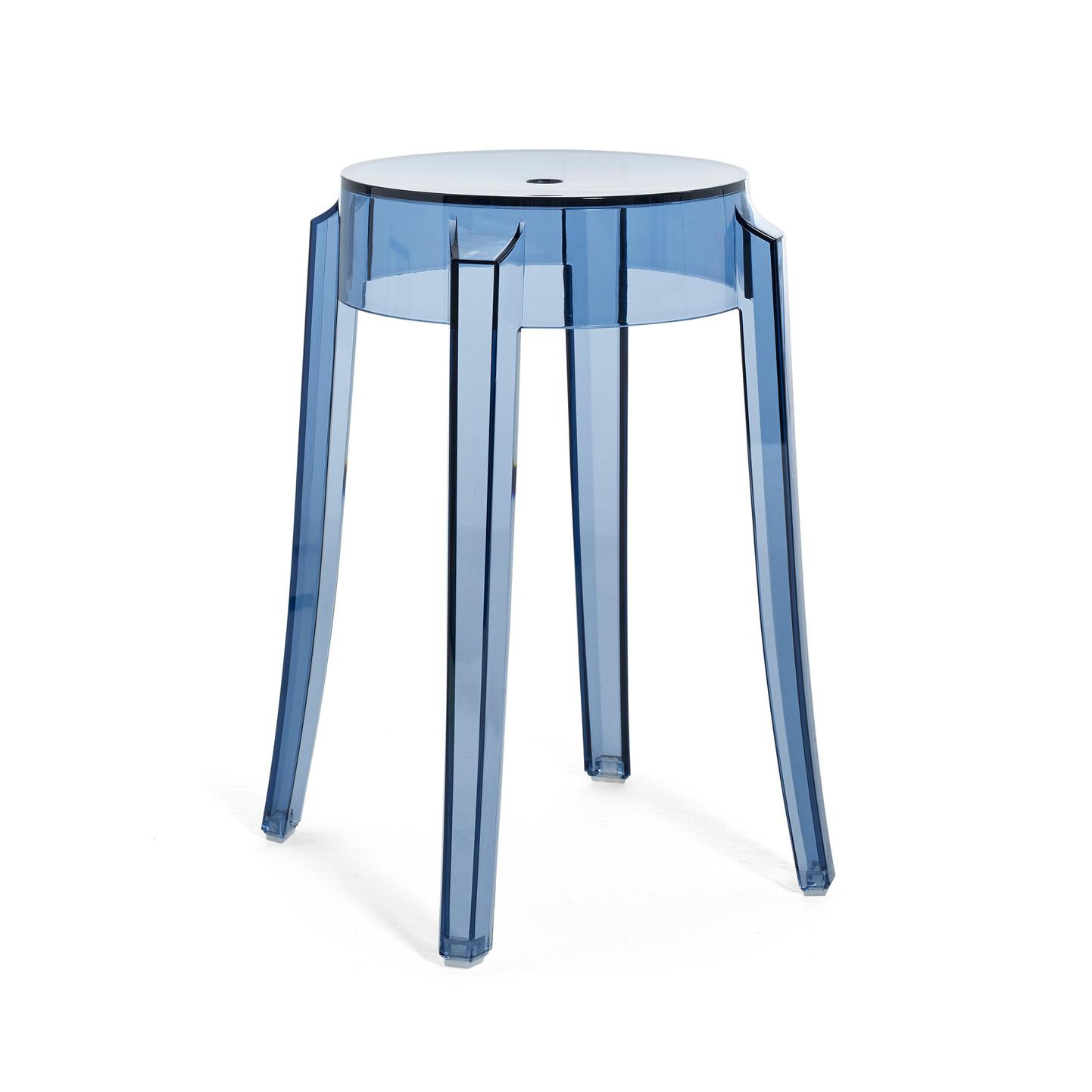 Kartell - Charles Ghost Hocker 46cm - puderblau/transparent/H x Ø 46x27cm von Kartell