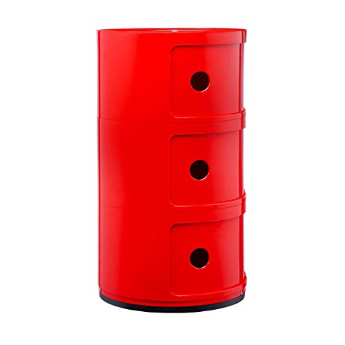 Kartell Componibili, 3 Elements, Rot, Runde Basis von Kartell