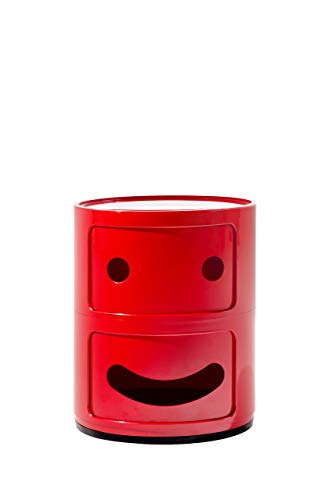 Kartell Componibili Container lächelnd, Kunststoff, Rot, 32 x 32 x 40 cm von Kartell