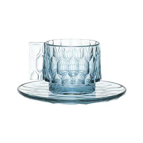 Kartell Jellies Family Kaffeeset, Tasse mit Untertasse, 4 Stück, Blau von Kartell