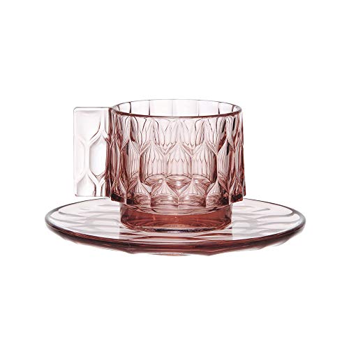 Kartell Jellies Family Tasse und Unterteller, Thermoplastisches Technopolymer, Rosa, 12 x 10 cm von Kartell