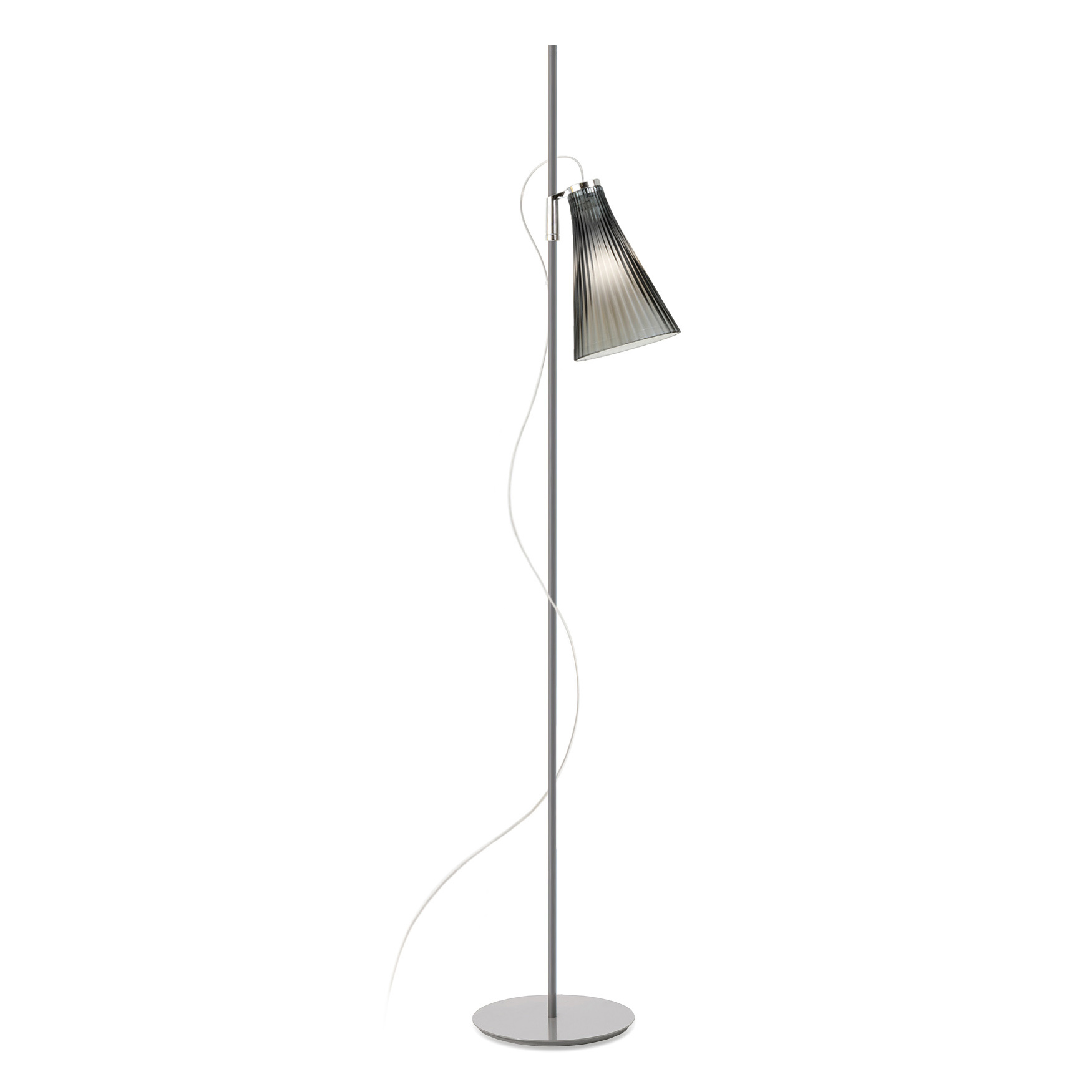 Kartell - K-Lux Stehleuchte - rauchgrau/mit E14 Leuchtmittel/5 Watt/550lm/2700K/nicht dimmbar/HxT 165x37.5cm/Gestell Stahl grau von Kartell