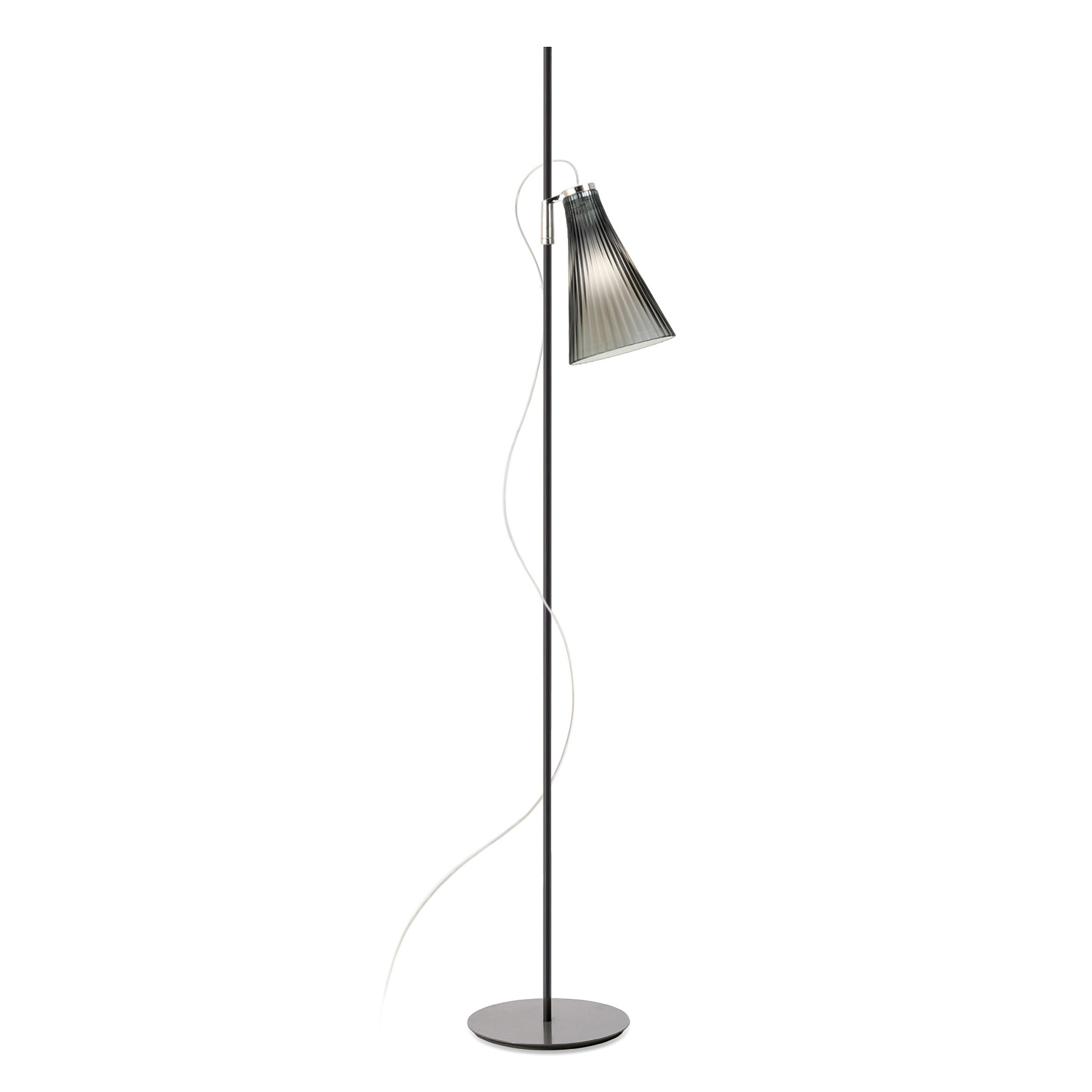 Kartell - K-Lux Stehleuchte - rauchgrau/mit E14 Leuchtmittel/5 Watt/550lm/2700K/nicht dimmbar/HxT 165x37.5cm/Gestell Stahl schwarz von Kartell