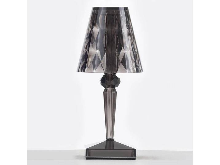Kartell LED-Akku-Tischlampe Battery, 26 cm, rauchgrau, IP54 Battery, alu / grau / zink, Kunststoff, Design von Kartell
