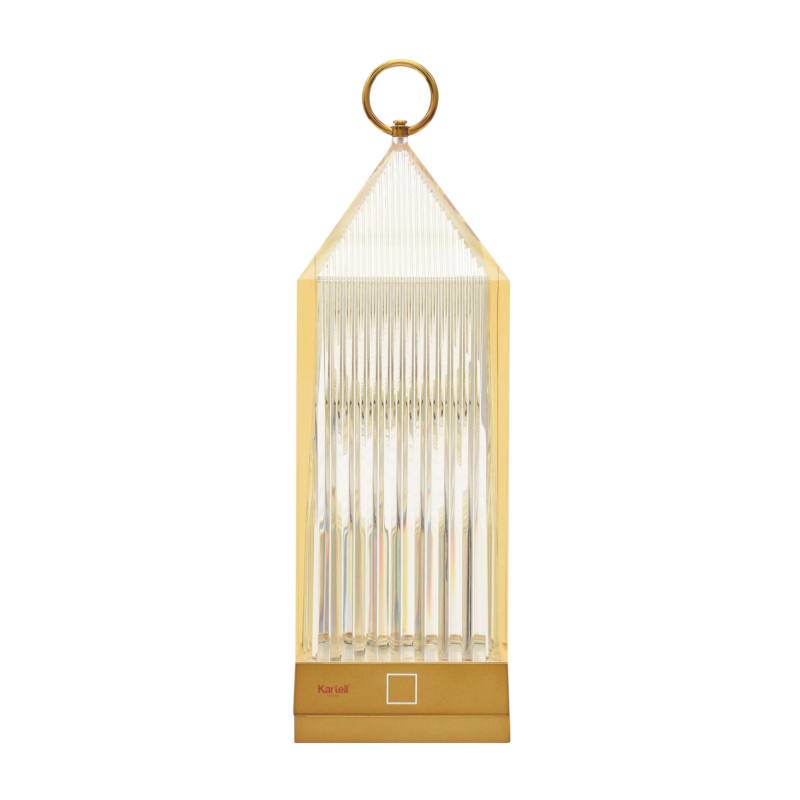 Kartell - Lantern LED Tischleuchte mit Akku - bernstein/transparent/BxHxT 9,5x31x9,5cm/1,2W/130lm/2700K von Kartell