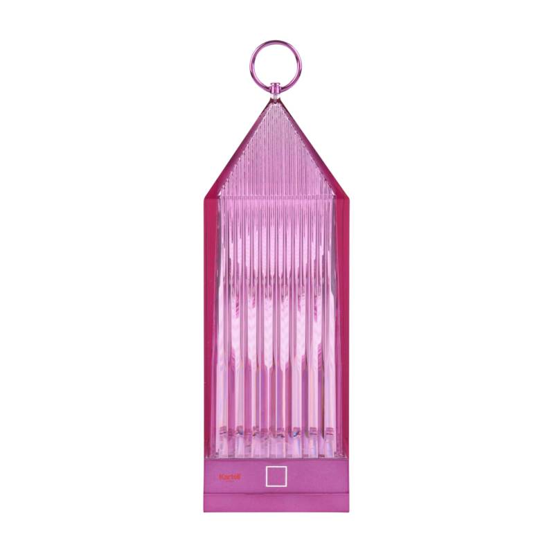 Kartell - Lantern LED Tischleuchte mit Akku - glyzinie/transparent/BxHxT 9,5x31x9,5cm/1,2W/130lm/2700K von Kartell