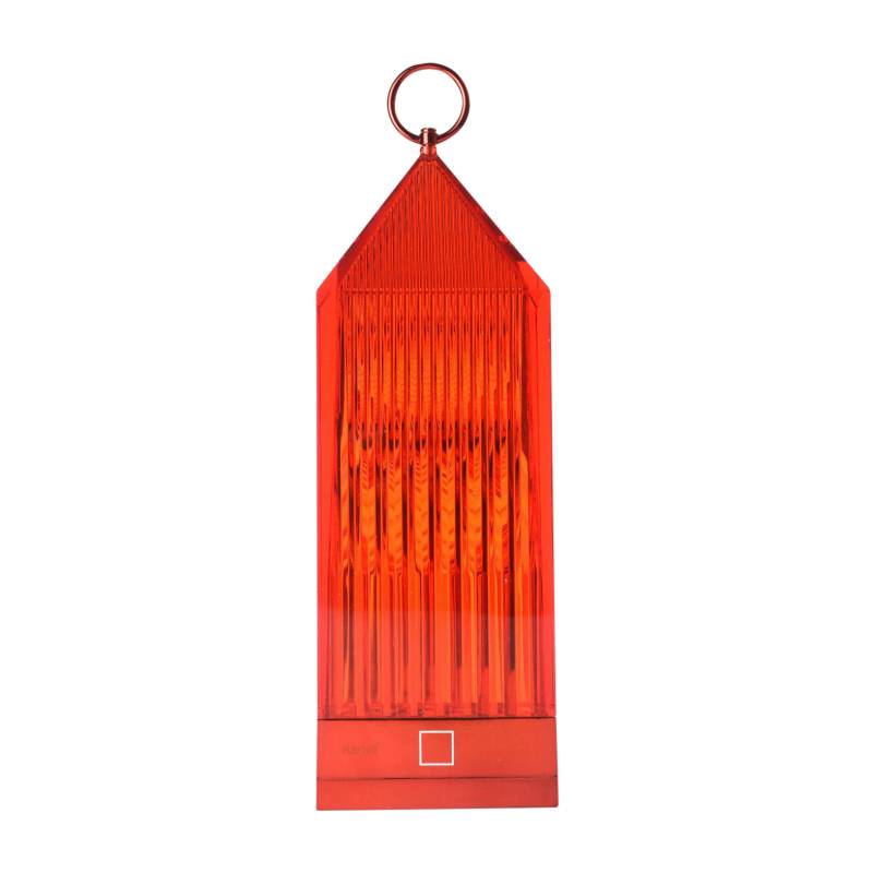 Kartell - Lantern LED Tischleuchte mit Akku - rot/transparent/BxHxT 9,5x31x9,5cm/1,2W/130lm/2700K von Kartell