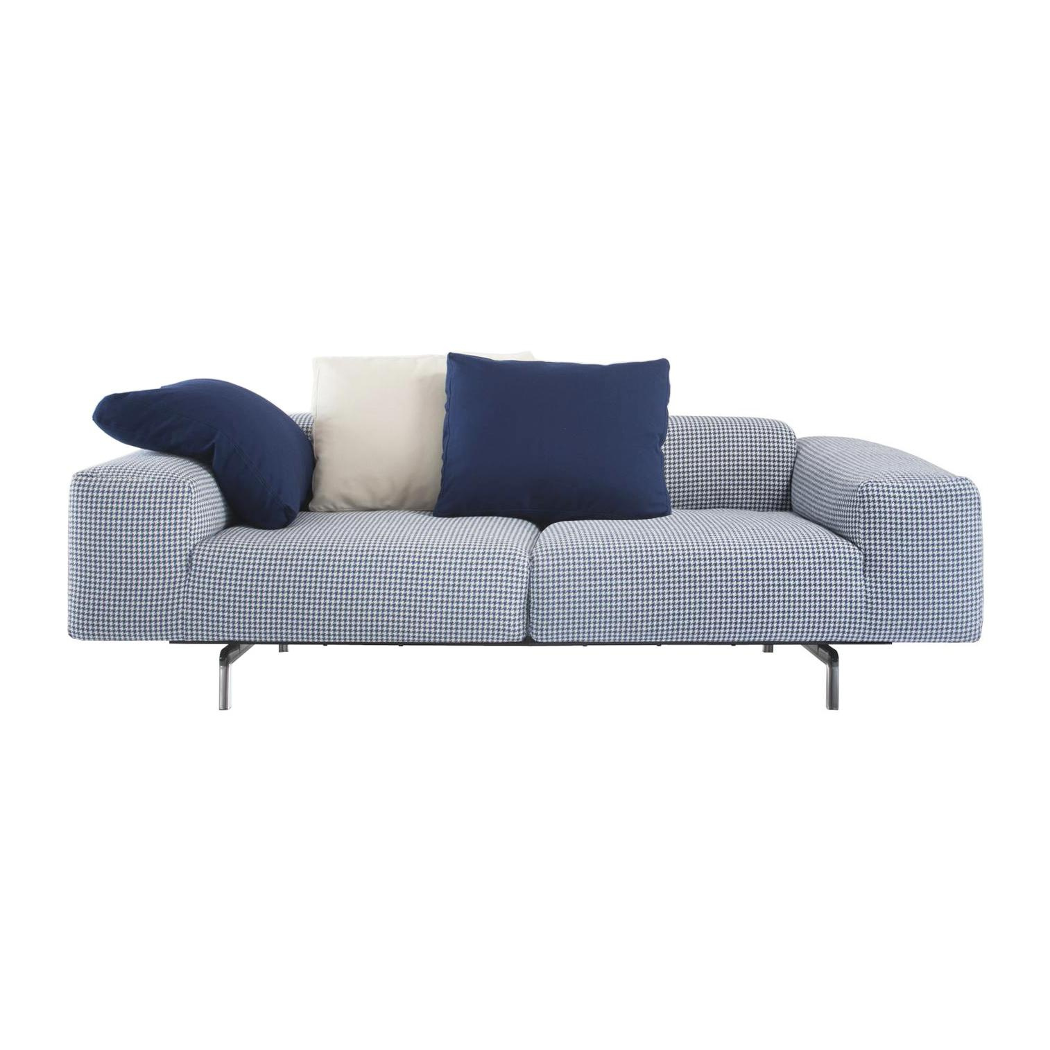 Kartell - Largo 2-Sitzer Sofa - blau/Stoff Pied de Poule TB blau/BxTxH 226x96x69cm/Gestell Stahl schwarz lackiert/ OHNE Kissen von Kartell