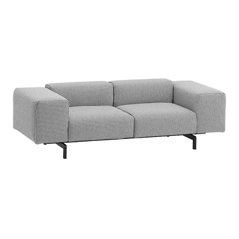 Kartell - Largo 2-Sitzer Sofa - grau/Stoff Pied de Poule TG grau/BxTxH 226x96x69cm/Gestell Stahl schwarz lackiert von Kartell