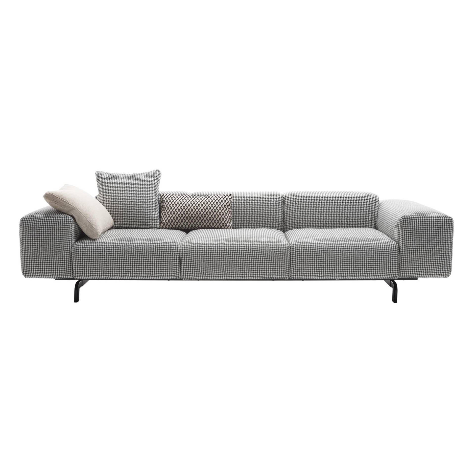 Kartell - Largo 3-Sitzer Sofa 301x96x69cm - grau/Stoff Pied de Poule TG grau/ohne Kissen/Gestell Stahl schwarz lackiert von Kartell