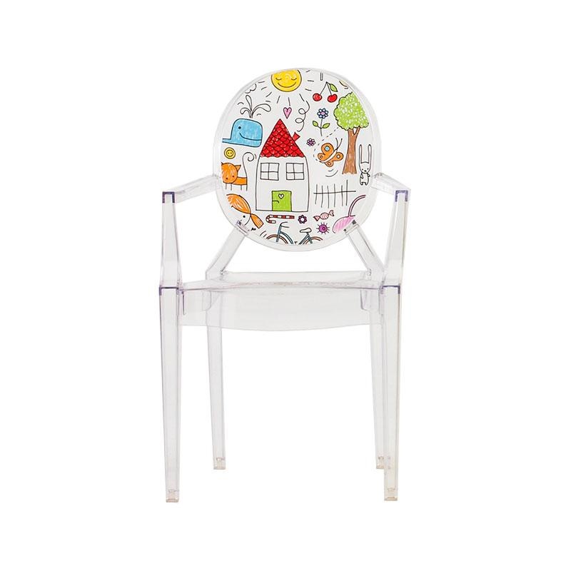 Kartell - Lou Lou Ghost Kinderstuhl mit Motiv - transparent/Motiv Sketch/LxBxH 40x37x63cm von Kartell