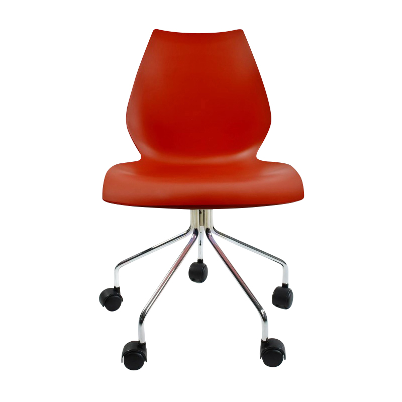 Kartell - Maui Bürostuhl - purpurrot/durchgefärbtes Polypropylen/BxHxT 58 x 85-93 x 52cm/Gestell Stahlrohr vechromt von Kartell