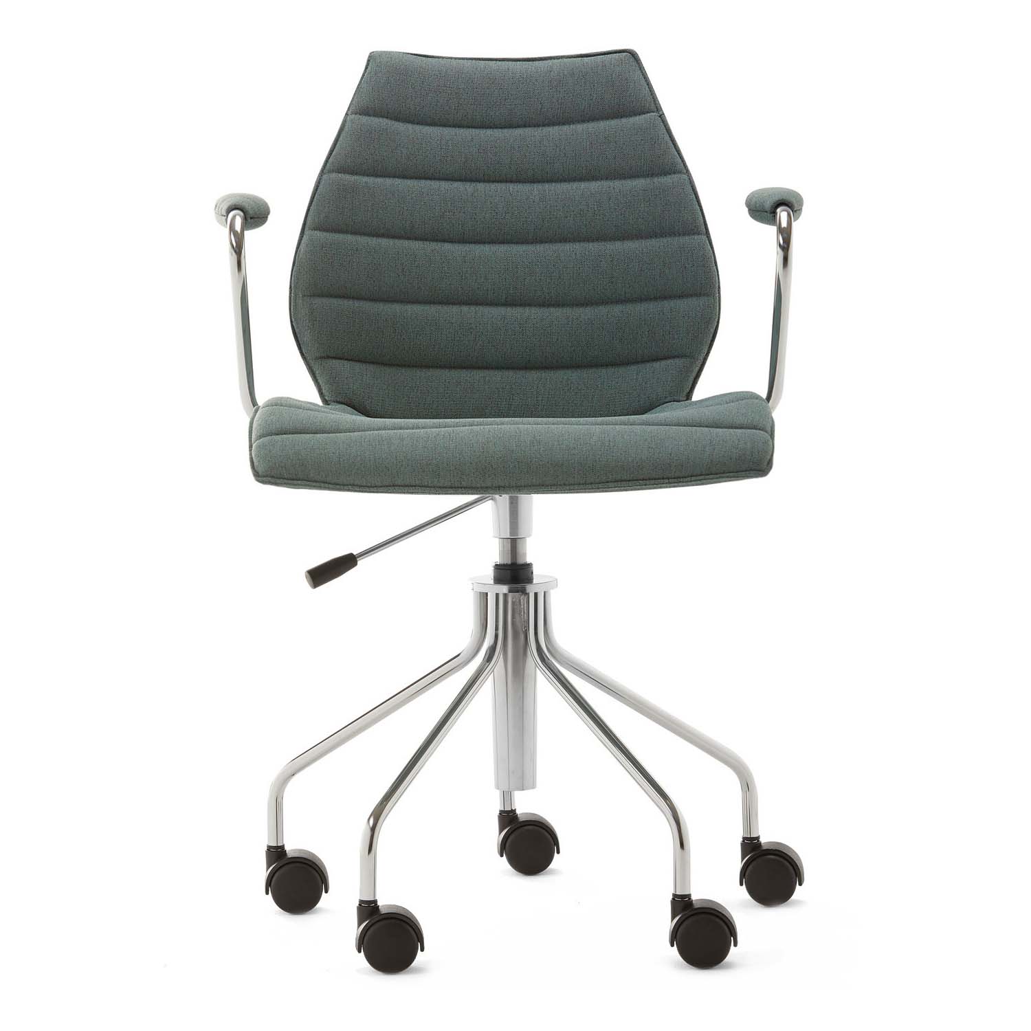 Kartell - Maui Soft Noma Bürostuhl mit Armlehnen - grün/Stoff Noma/ aus 50% recyceltem Polyester/BxHxT 58x85-93x52cm/Gestell Stahl verchromt von Kartell