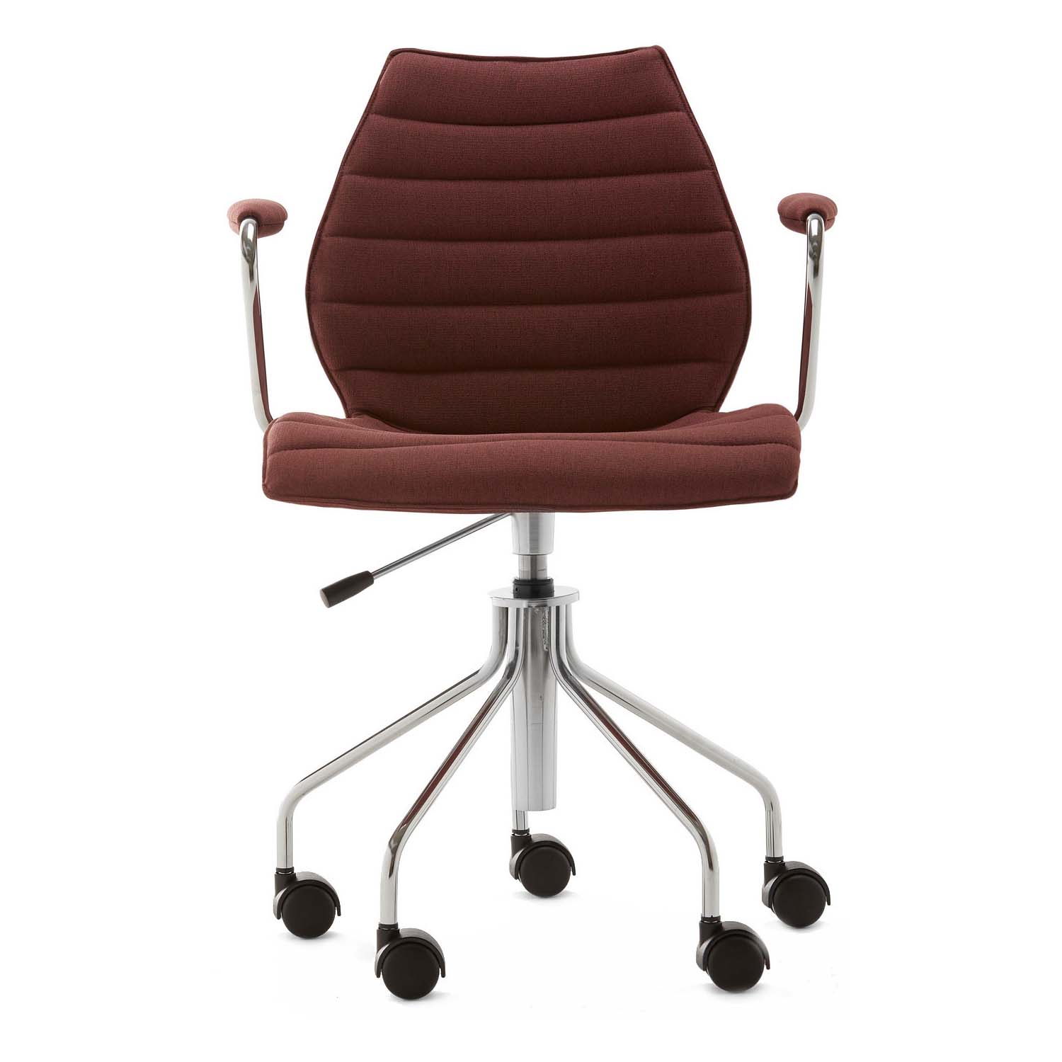 Kartell - Maui Soft Noma Bürostuhl mit Armlehnen - ziegelrot/Stoff Noma/ aus 50% recyceltem Polyester/BxHxT 58x85-93x52cm/Gestell Stahl verchromt von Kartell