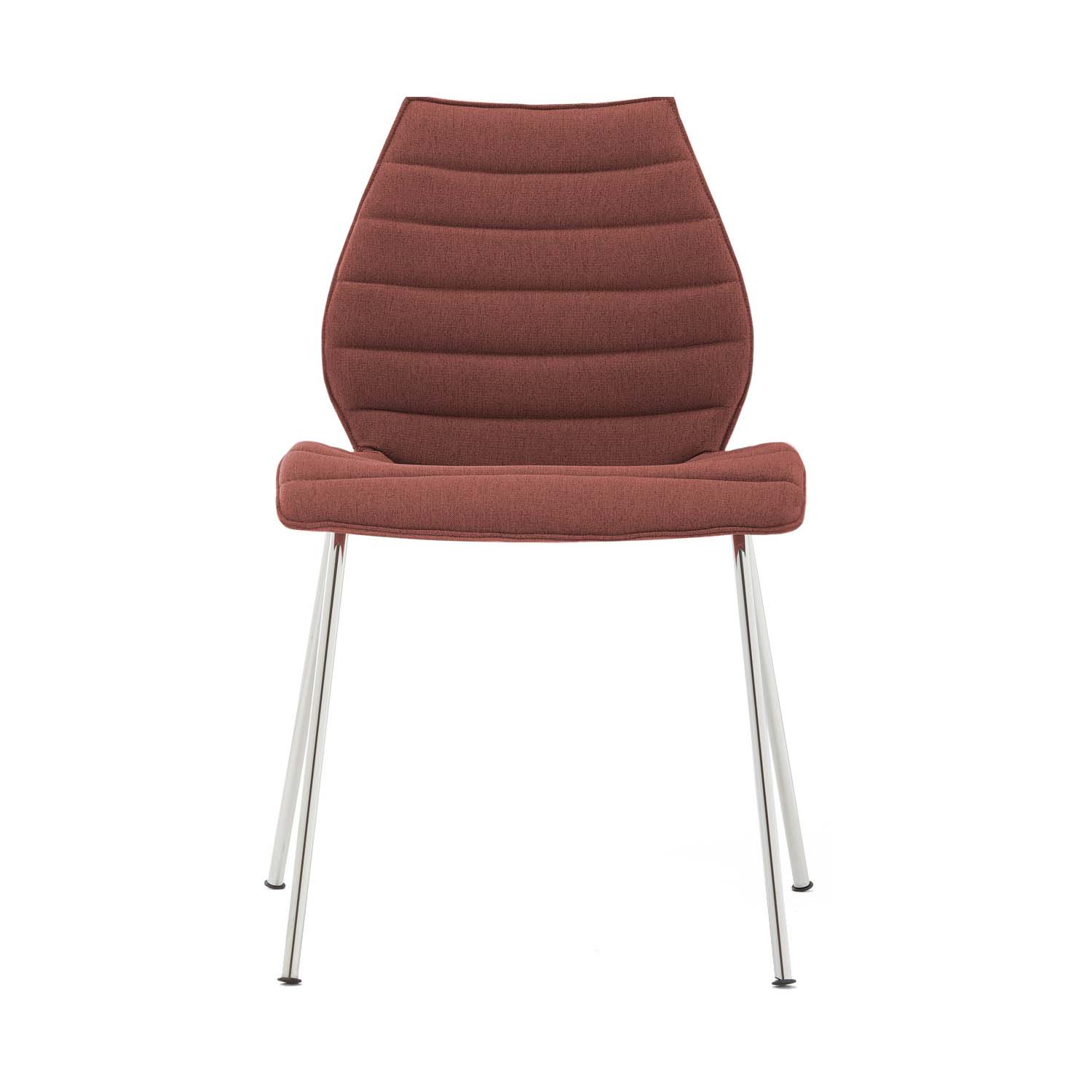 Kartell - Maui Soft Noma Stuhl - ziegelrot/Stoff Noma/ aus 50% recyceltem Polyester/BxHxT 55x77x56cm/Gestell Stahl verchromt von Kartell