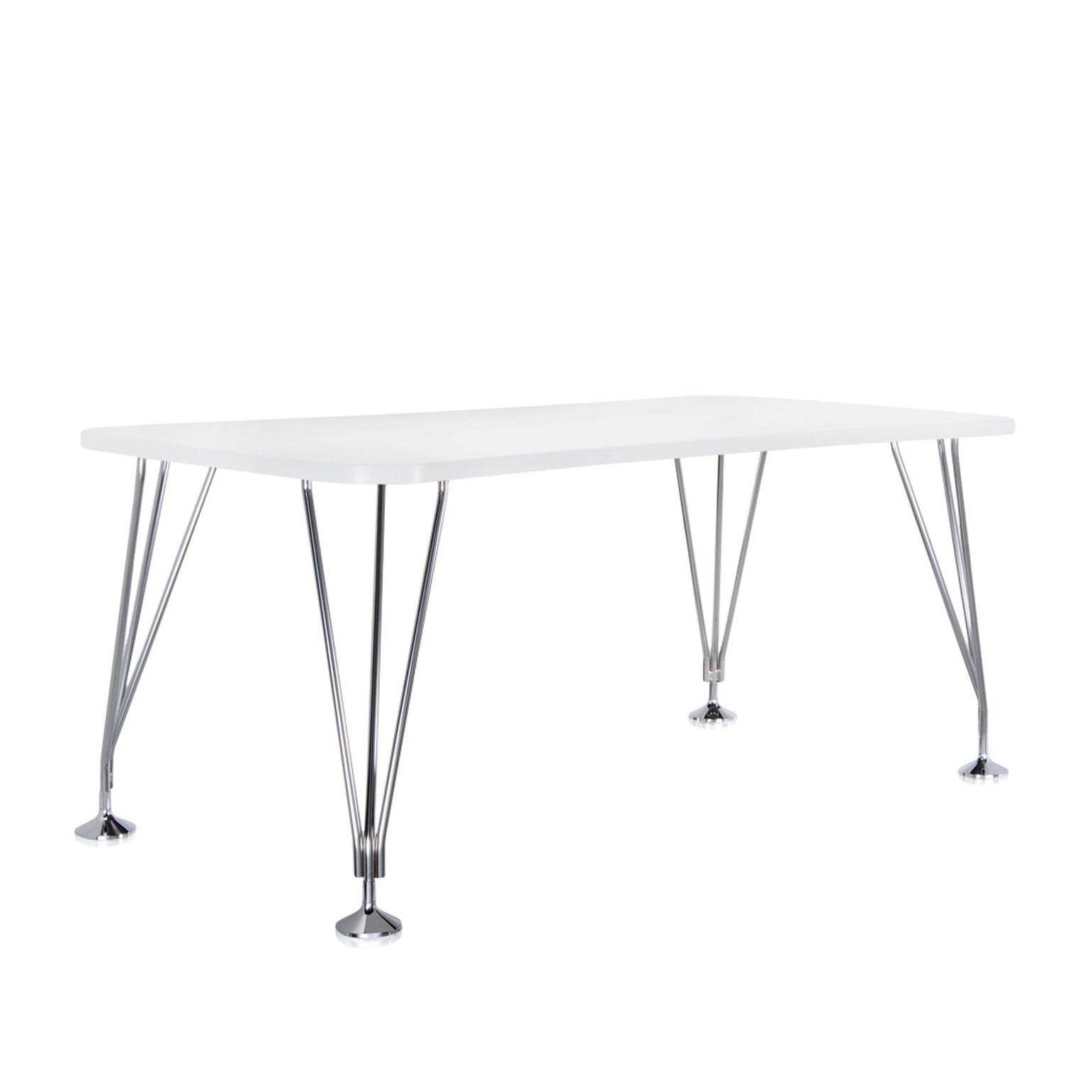 Kartell - Max Tisch 160x80cm - zinkweiß/Gestell verchromter Stahl/mit festen Standfüßen von Kartell