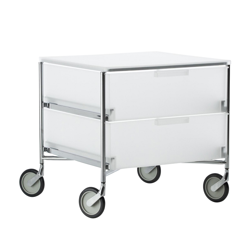 Kartell - Mobil 2 Container mit Rollen - eisfarben/halbtransparent/BxHxT 49x48x47.5cm/Gestell Stahlrohr vechromt von Kartell