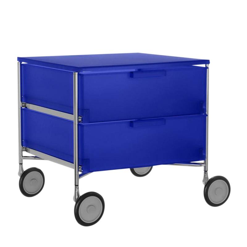 Kartell - Mobil 2 Container mit Rollen - kobaltblau/halbtransparent/BxHxT 49x48x47.5cm/Gestell Stahlrohr vechromt von Kartell