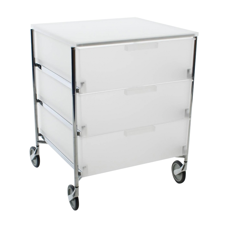 Kartell - Mobil 3 Container mit Rollen - eisfarben/halbtransparent/BxHxT 49x63x47.5cm/Gestell Stahlrohr vechromt von Kartell