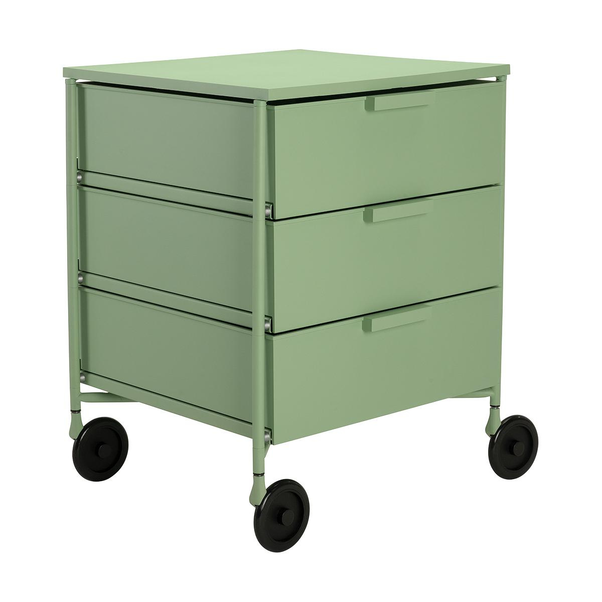 Kartell - Mobil 3 Container mit Rollen matt - hellgrün/matt/BxHxT 49x63x47,5cm/Gestell Stahl hellgrün lackiert von Kartell