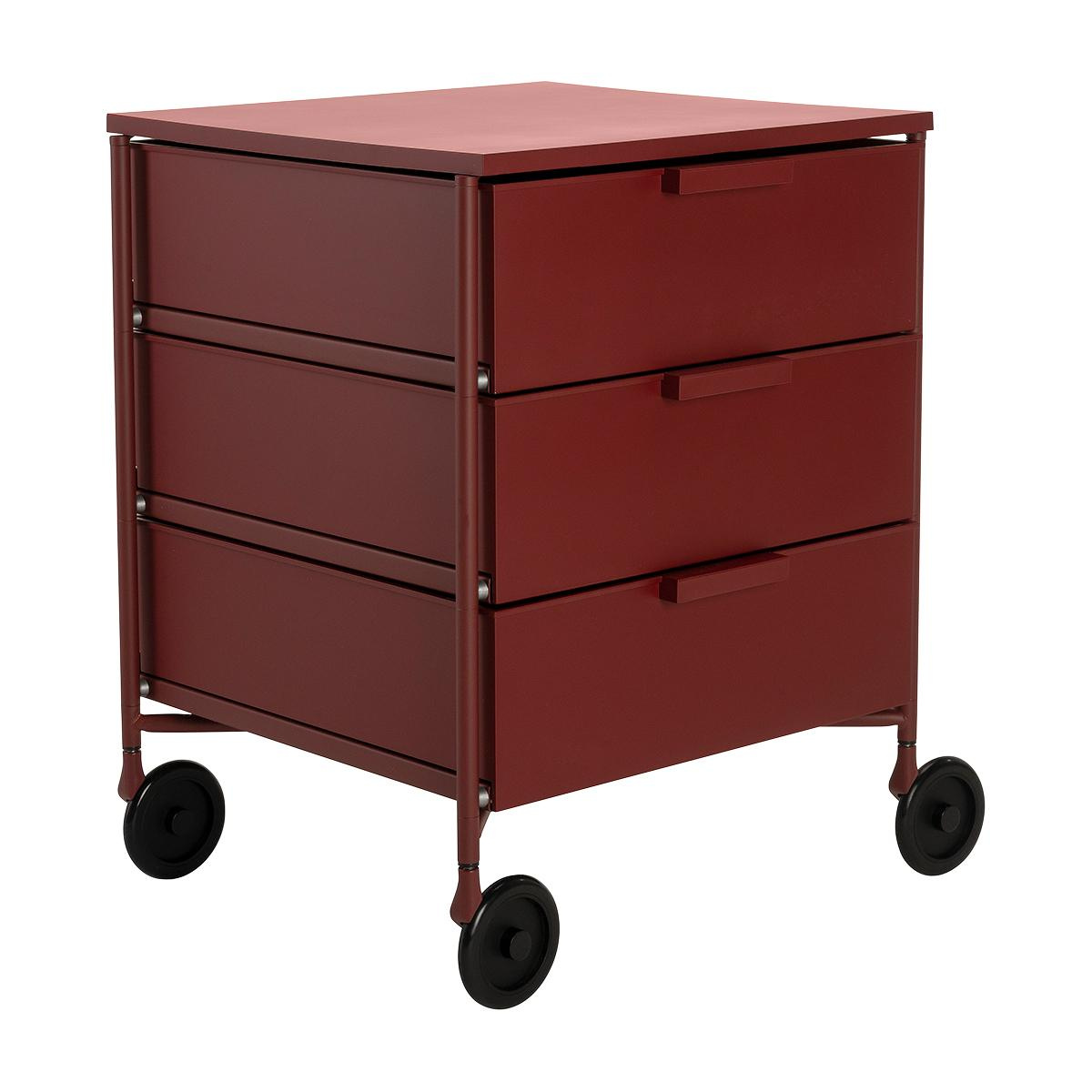 Kartell - Mobil 3 Container mit Rollen matt - pflaume/matt/BxHxT 49x63x47,5cm/Gestell Stahl pflaume lackiert von Kartell