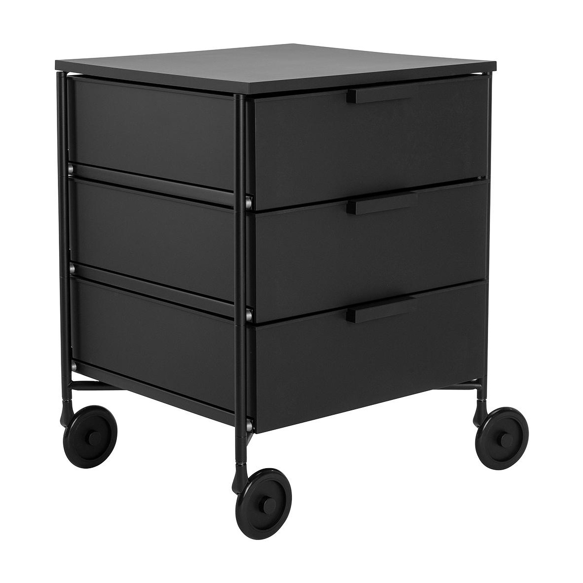 Kartell - Mobil 3 Container mit Rollen matt - schwarz/matt/BxHxT 49x63x47,5cm/Gestell Stahl schwarz lackiert von Kartell