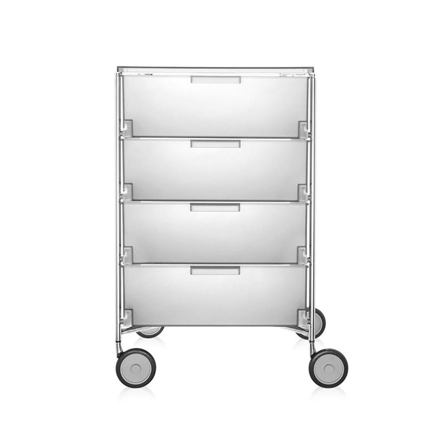 Kartell - Mobil 4 Container mit Rollen - eisfarben/halbtransparent/BxHxT 49x78x47.5cm/Gestell Stahlrohr vechromt von Kartell