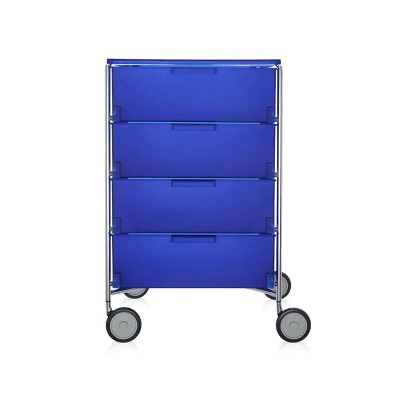 Kartell - Mobil 4 Container mit Rollen - kobaltblau/halbtransparent/BxHxT 49x78x47.5cm/Gestell Stahlrohr vechromt von Kartell